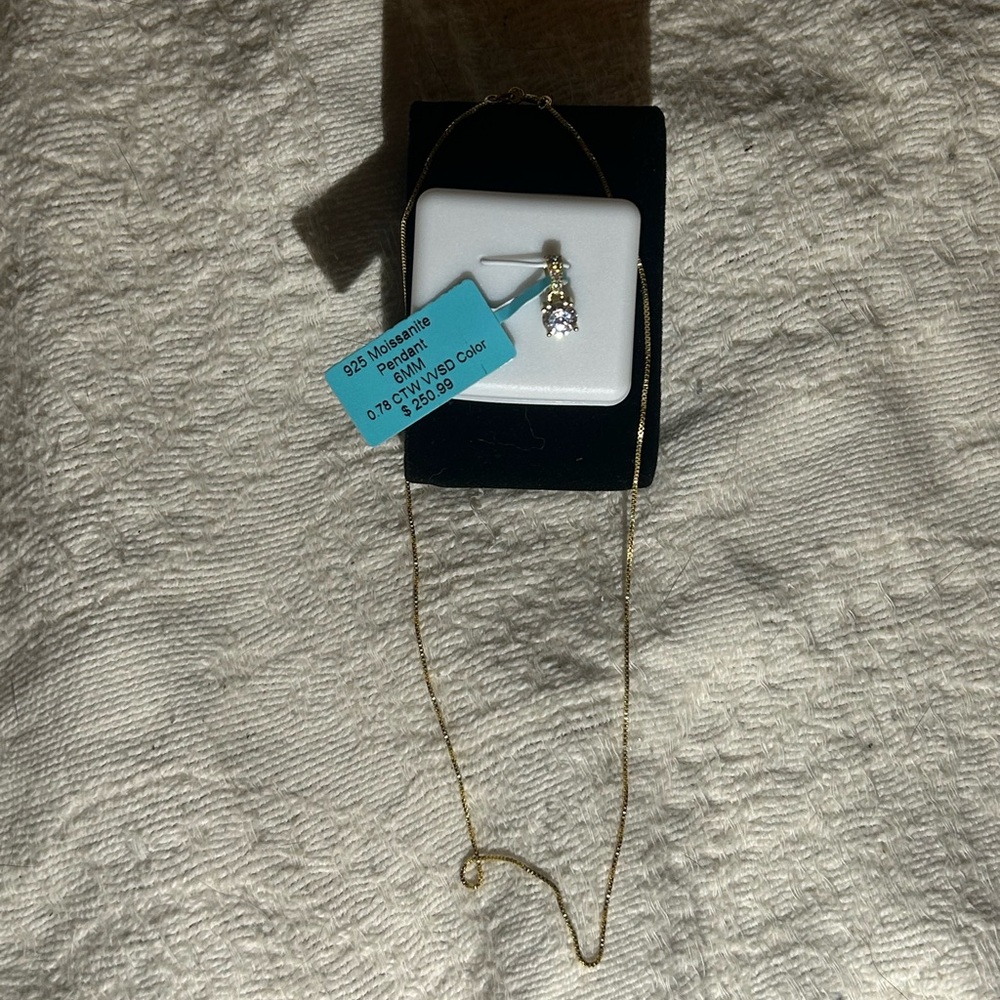 18k gold plated 925 sterling silver 0.78 carat moissanite necklace 16” 6mm